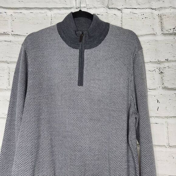UNTUCKit Collared 1/4 Zip Sweater Mens Large Gray Extra Fine Merino Wool Casual - Picture 2 of 14